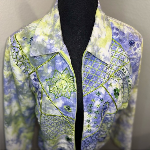 Vintage Anage Tie-dye Embroidered Zip-up Jacket- Size Medium - Picture 4 of 11